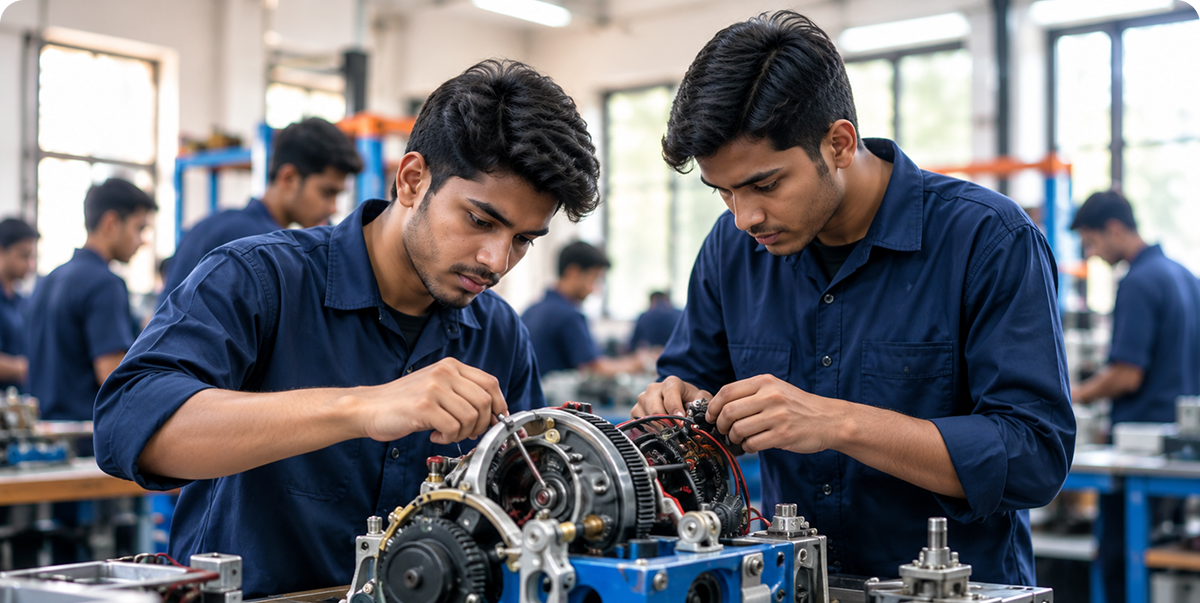 প্র্যাকটিক্যাল ল্যাবে একসঙ্গে কাজ করছেন শিক্ষার্থীরা